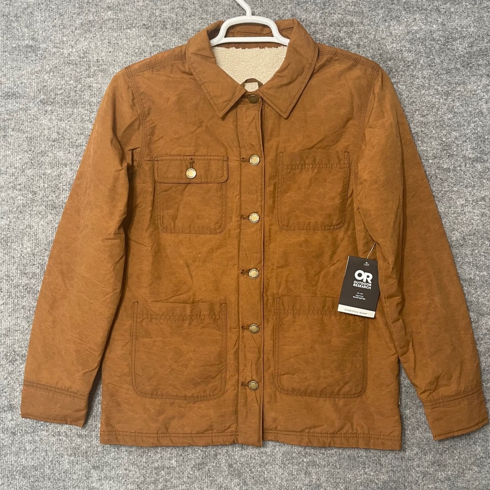 Outdoor Research Womens Lined Chore Jacket Saddle Brown Sherpa Medium Hiking NEW - Picture 1 of 12